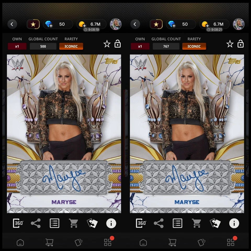 Topps WWE SLAM *DIGITAL* - Reverence Iconics - Maryse 500CC & 767CC - Image 1 of 1