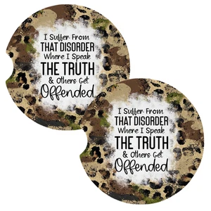 I Suffer from That Disorder Cheetah Sassy Coasters for Car Cup Holders Set of 2 - Imagen 1 de 1