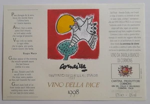 ETICHETTA VINO DELLA PACE 1998 pittore Guillaume Corneille versi Biagio Marin - Picture 1 of 1