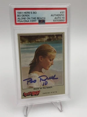 BO DEREK AUTO Trading Card 1981 HERE'S BO Signed on Card Graded PSA AUTO 10 - Image 1 of 4