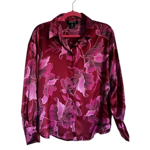 Camicia Bailey 44 Stitch Fix raso floreale con bottoni taglia grande blusa rosa rossa - Foto 1 di 5
