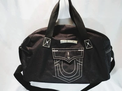 True Religion Black Canvas Duffle Gym Bag Travel Bag - Imagem 1 de 4