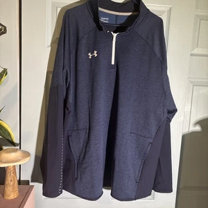 Under Armor Men’s Quarter Zip Cold Gear Loose Fit Size 3XL Blue Winter Fall Golf - Picture 1 of 11