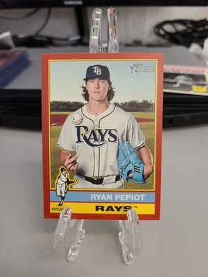 2025 Topps Heritage Red Border - Ryan Pepiot #456 Tampa Bay Rays - Image 1 of 2