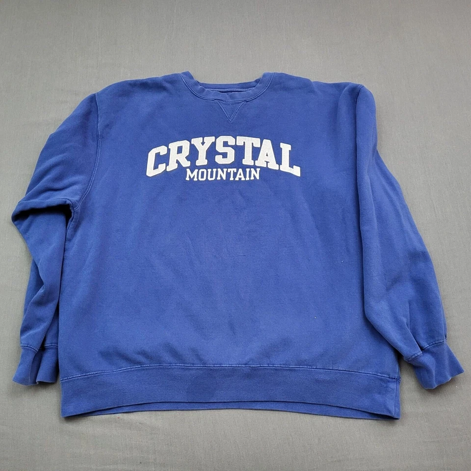 VINTAGE Crystal Mountain Sweater Mens XL Long Sleeve Ski Pullover Knit Blue * - Image 1 of 4