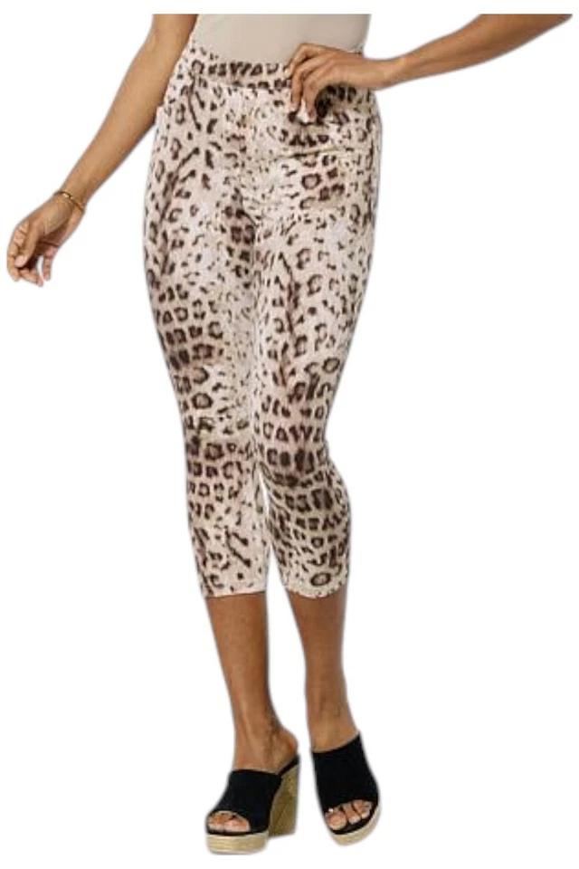Legging capri de mezclilla estampado leopardo HUE para mujer Foto 1 de 1