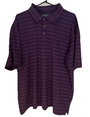 Pebble Beach Men's XXL Performance Golf Polo Shirt Purple Striped Short Sleeve - Image 1 of 4