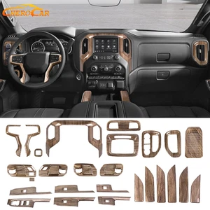 26x Holzmaserung Center Console Dash Trim Kit Overlay Für Chevy Silverado 19-25 - Picture 1 of 15