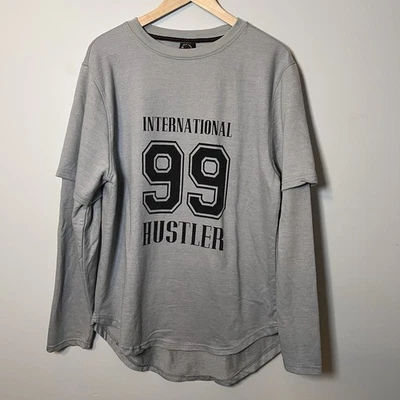 Sean Combs ENYCE Nueva York Para Hombres XXL HIP HOP Sudadera Gris Azul 99 Camisa Hustler Foto 1 de 4