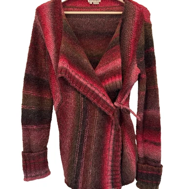Cárdigan envolvente suéter Royal Robbins para mujer M rojo multi frente abierto tejido boho Foto 1 de 4