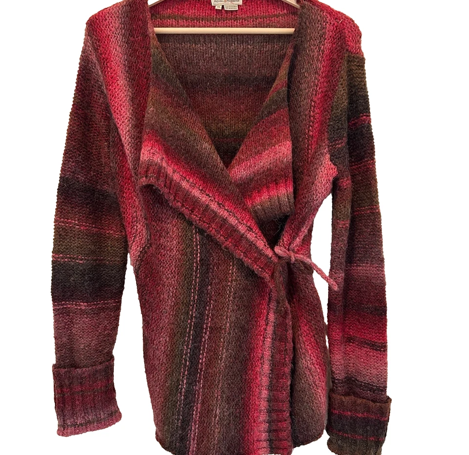 Royal Robbins Sweater Wrap Cardigan Womens M Red Multi Open Front Knit Boho - Image 1 of 4