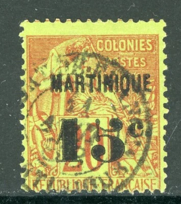 Martinica 1887 Colonia Francesa 15¢/20¢ Primeras Ediciones Scott #18 VFU D789 Foto 1 de 4