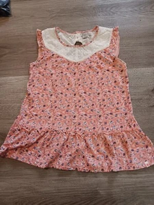Lucky Brand Top Girls Size Large Orange Bohemian Summer Sleeveless - Picture 1 of 12