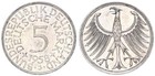 5 DM J.387 Silber Kursmünze 1958 J winzige Randunebenheit, vz  94421
