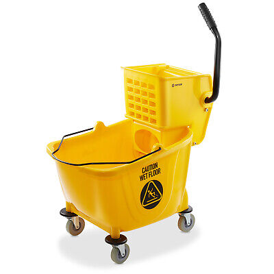 33 Quart Commercial Mop Bucket With Side Press Wringer, Yellow • 61.99$