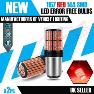 2x CANBUS 144 Led 380 1157 Brake Light Bulbs Red Bay15d P21/5w Stop Tail twin - Picture 1 of 9