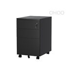 Office Rolling Base Storage Cabinet Filing Cabinet Black 3 Drawers Home  Use