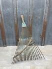 vintage yard rake lawn home decor rustic yard tool tine rake metal rake￼ Farm ￼