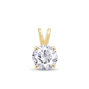 0.25 Ct - 0.75 Ct Round Real 14K Yellow Gold Lab Grown Diamond Solitaire Pendant - Picture 1 of 4