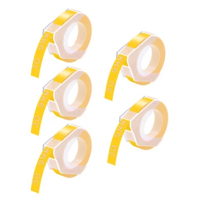 5PK 520108 For DYMO Caption Maker Label Tape White on Yellow 3/8" 3D Embossing - Image 1 of 4