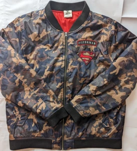 Marvel Comics Superman Camo Jacket Mens XL Brown Superhero Bomber Super Hero - Picture 1 of 9