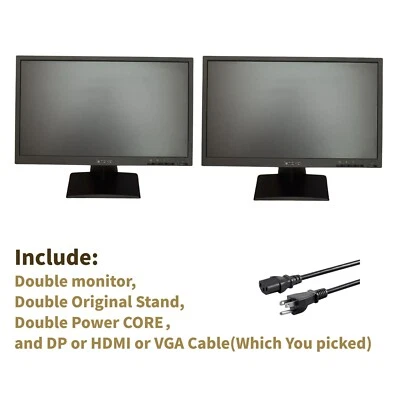 LOT 2 Lenovo Universal Office monitor  20" 22" Dual Monitor Grade A w/ Stand - Image 1 of 4