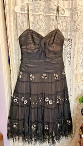 abito bcbg maxazria nero perline e ricami abito da cocktail medio - Foto 1 di 13