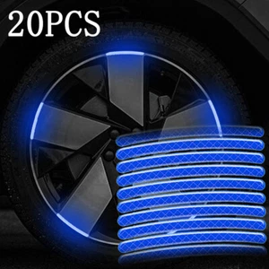 20pcs Blue Reflective Stickers Car Wheel Hub Rims Stripe Tape Decal Accessories - Picture 1 of 12