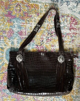Vtg Braccialini Italy Brown Leather Purse Bag w/ Fringe, Tassels, Medallions EUC - Image 1 of 4