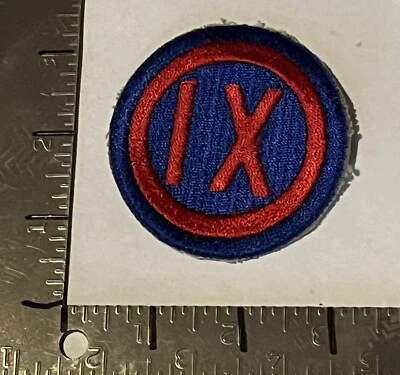 PARCHE DEL EJÉRCITO DE ESTADOS UNIDOS SEGUNDA GUERRA MUNDIAL NOVENO IX CUERPO ORIGINAL VINTAGE ERA 1939-1945 BORDE CORTADO Sin brillo Foto 1 de 2