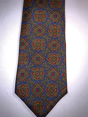 "Corbata de seda Gap geométrica azul con rojo sobre 31/2"" x aprox 58""" Foto 1 de 4