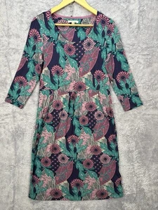 White Stuff Smock Dress UK 12 ladies Blue pink green floral patterned 3/4 sleeve - Picture 1 of 13
