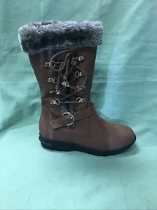New Girls Link Tan “Aura-41K” Faux Fur Trimmed Dressy Boots size 10 - Picture 1 of 6