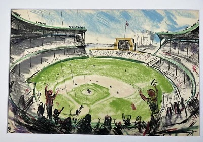 Dibujo de béisbol de colección de los años 40 Cleveland Indians Municipal Stadium Bruce Mitchell Foto 1 de 4