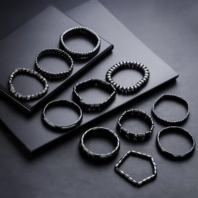 1件装手工宝石赤铁矿不规则形状珠石手链弹性 — 第 1/4 张图片