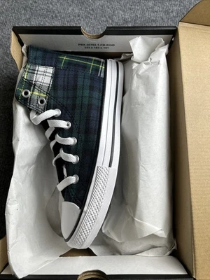 Converse Chuck Taylor Youth Size 1 Dragon Scale/Navy/White Plaid New - Image 1 of 4