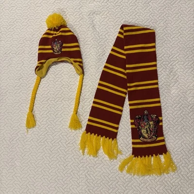 Harry Potter Casa Gryffindor Bufanda Tejida y Gorra Sombrero Conjunto de Disfraz de Halloween Talla 1 Foto 1 de 4