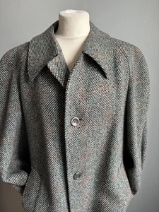 Vintage trench OVER COAT 40 100% pure new wool tweed DUNN&CO CROMBIE cloth - Picture 1 of 22