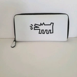 Coach × Keith Haring White Dog Wallet Zip Around Rare Pebble Leather Large - Bild 1 von 12