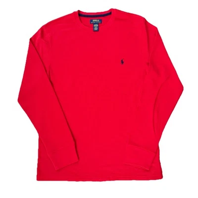 Polo Ralph Lauren Men’s Red Thermal Crew Neck Waffle Knit Long Sleeve Medium  - Image 1 of 4
