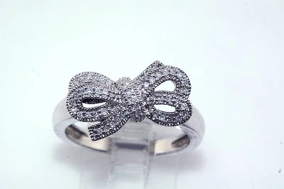Designer XN Diamond Bow 925 Sterling Silver Ring sz 10 - Image 1 of 4