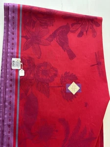 Le Jacquard Francais,“Histoire Naturelle” Tablecloth, Raspberry  Damask, 69"x98" - Picture 1 of 8