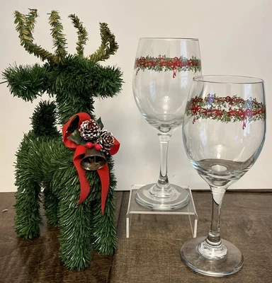 Juego de 2 celebraciones navideñas Christopher Radko 14 OZ Copas de vino con borde dorado Foto 1 de 4