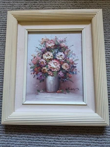 Vintage Original strukturiertes Ölgemälde auf Leinwand signiert gerahmt 13x15x1'' - Bild 1 von 12