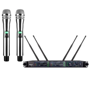 2 Silver KSM8 Wireless Microphone System K8 Metal Handheld Karaoke Stage Sing - Picture 1 of 10