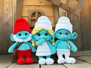 Cute Smurfs Crochet Pattern Only Bundle Smurfette, Papa, Brainy, Easy Amigurumi - Picture 1 of 3