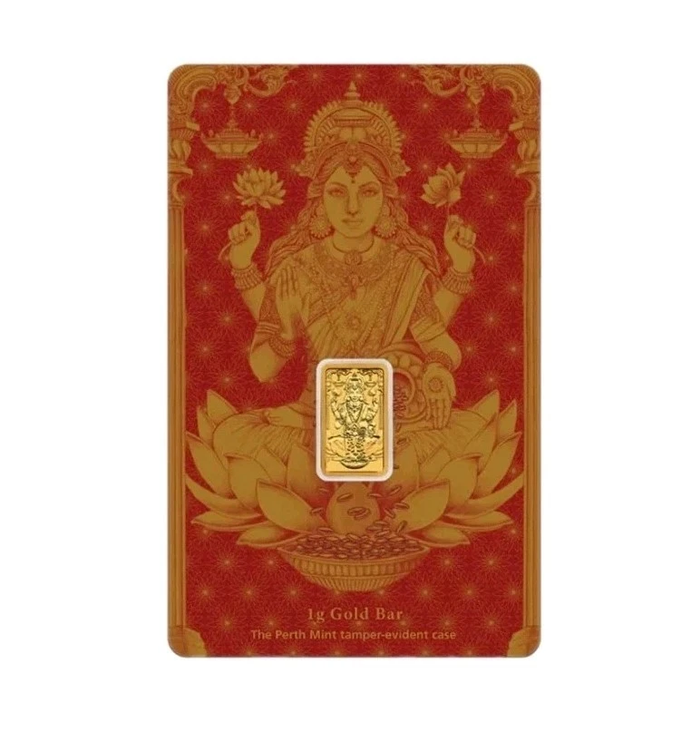 Goldbarren Perth Mint Diwali Lakshmi  1 Gramm 9999 Gold im Blister 24 Karat - Bild 1 von 4