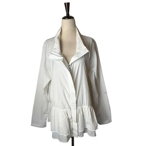 Jason Jacke Damen Medium weiß Rüschensaum durchgehender Reißverschluss leichter Mantel Outdoor - Bild 1 von 12