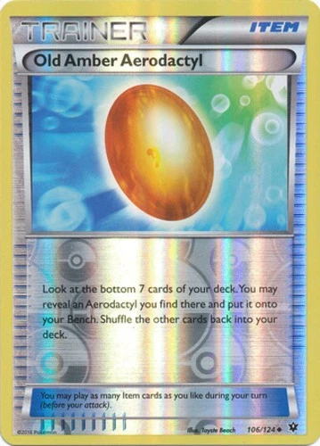 Old Amber Aerodactyl - 106/124 - Uncommon - Reverse Holo Near Mint Fates Collide - Image 1 of 1