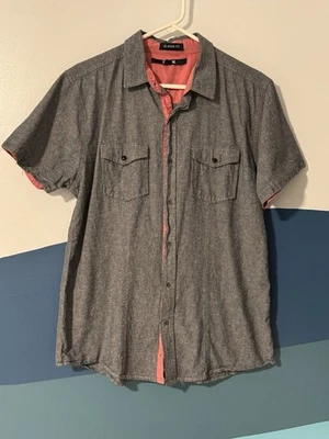 Camisa con botones CARBON SS para hombre grande coral/gris 100 % algodón calce clásico Foto 1 de 4